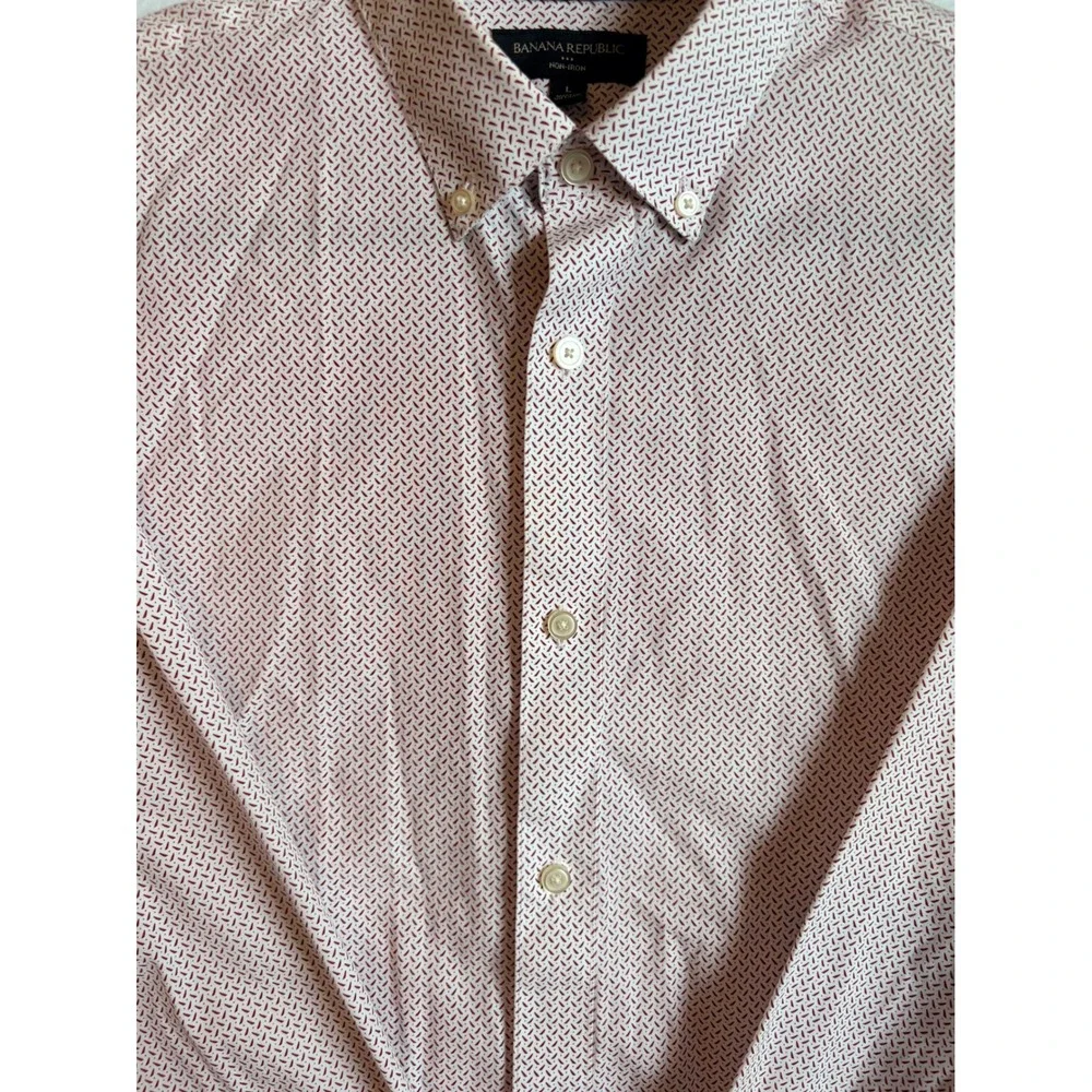Banana Republic‎ Slim Fit Geometric Print Non Iron Button Down Shirt Mens Large